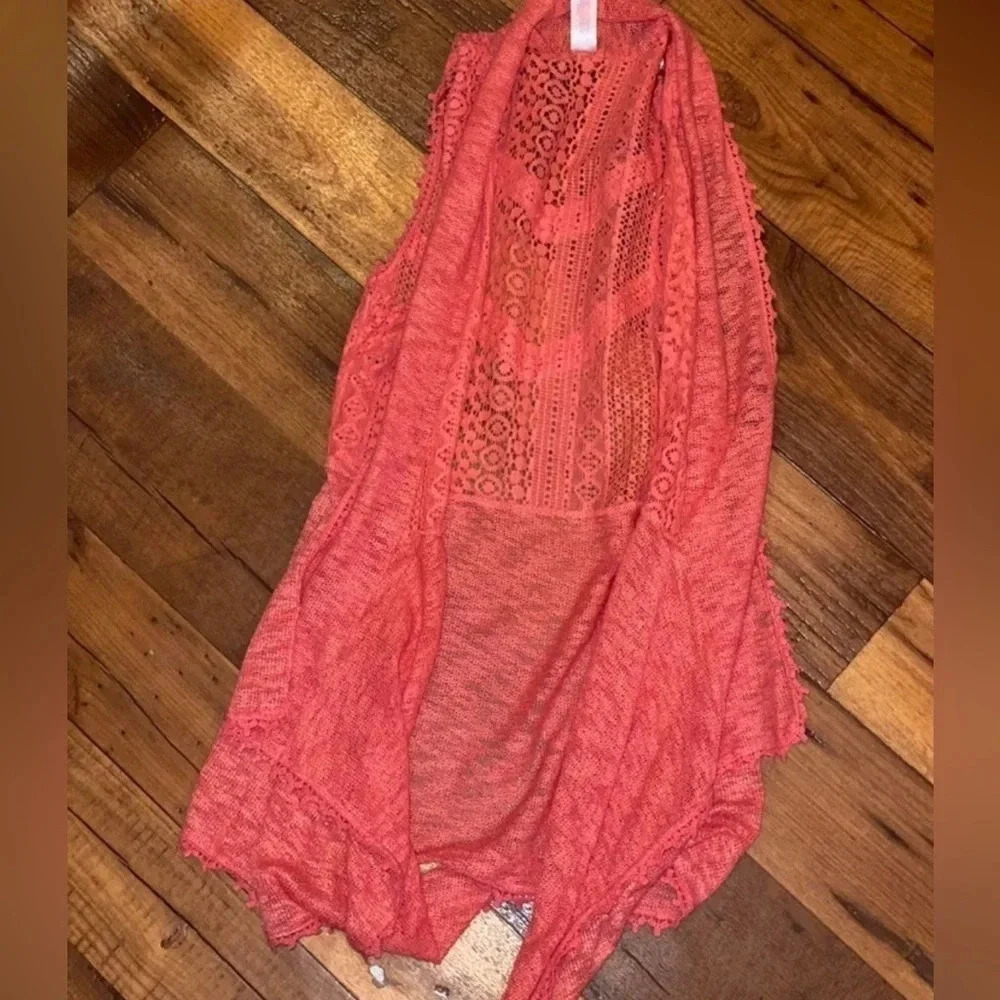 No Boundaries Women Lace Sleeveless orange cardigan size S